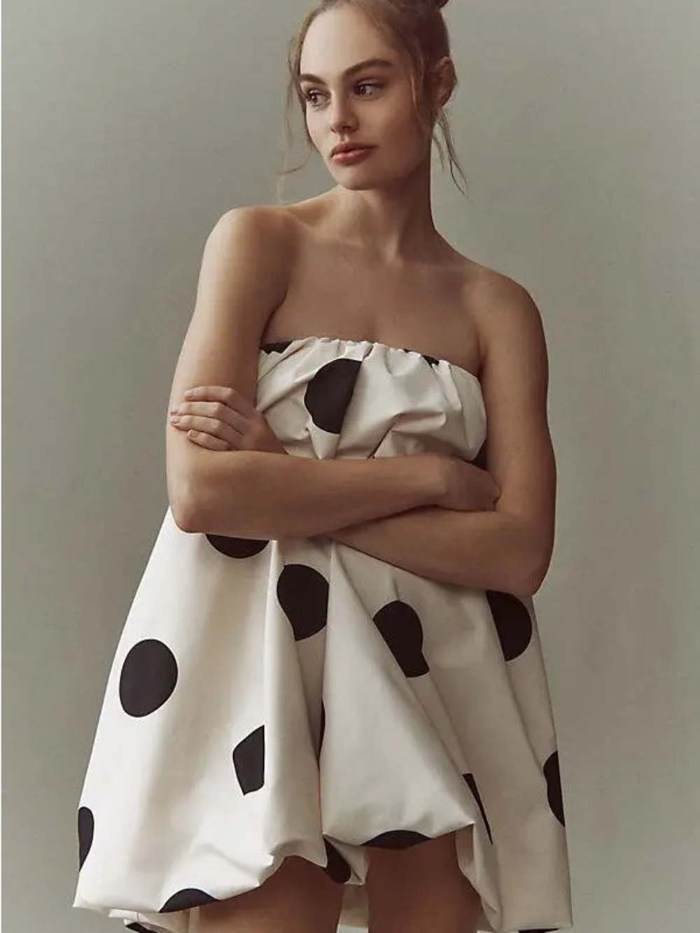 BNWT Bubble Mini Dress in Cream with Black Polka Dots, The Wolf Gang Gaia